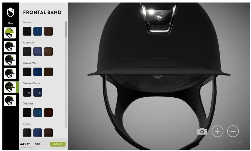 Choose the frontal band on the Samshield Riding Hat