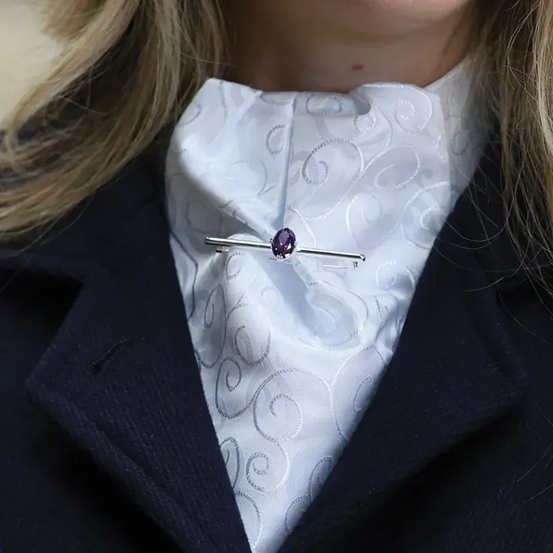 Equetech Deluxe Amethyst Stock Pin in Silver-1