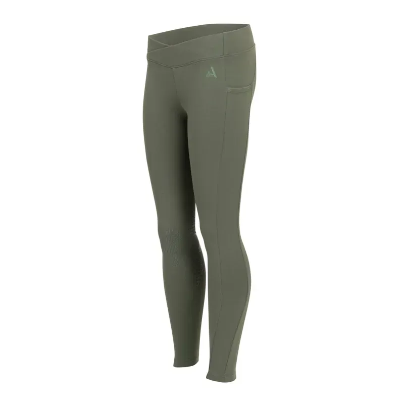 Aubrion React Crossover Young Rider Riding Tights - Khaki