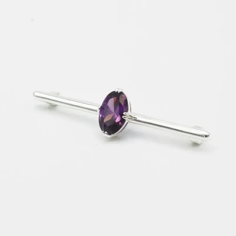 Equetech Deluxe Amethyst Stock Pin in Silver