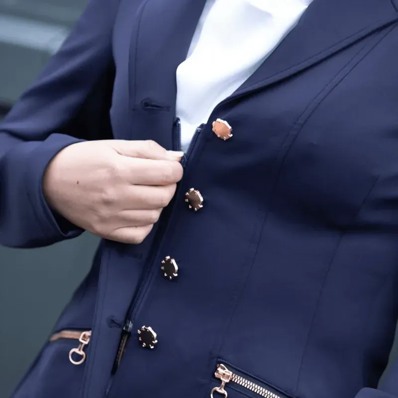 Equetech Crystal Showerproof Competition Jacket in Navy and Rose Gold-3