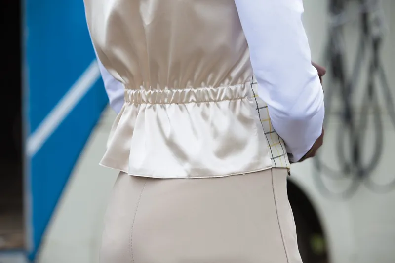 Equetech Tattersall Waistcoat in Red/Black Check Ladies-2