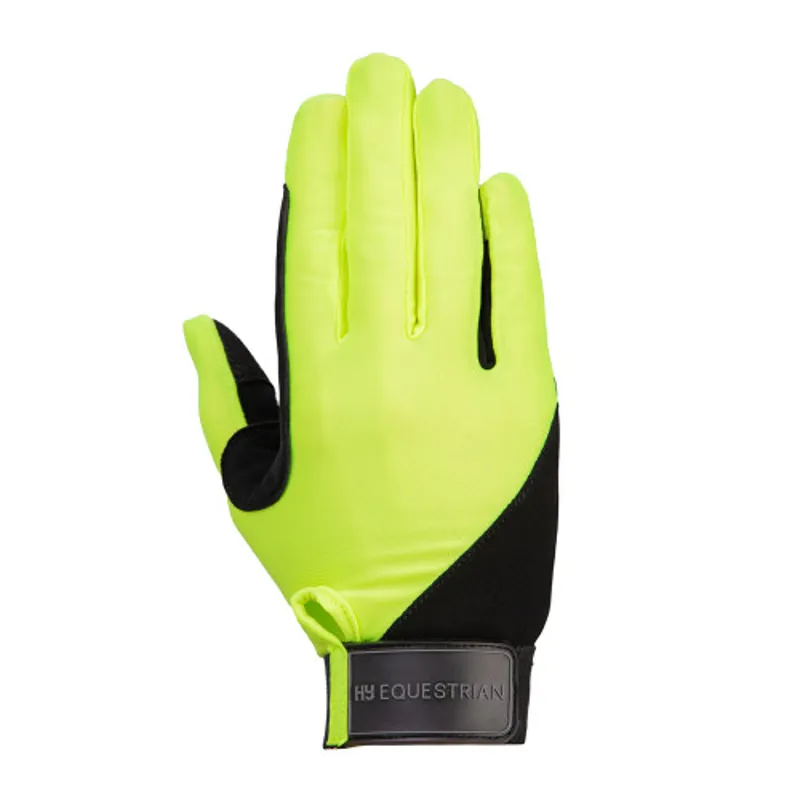 Hy Equestrian Absolute Fit Glove Kids in Reflective Yellow