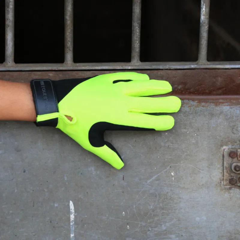 Hy Equestrian Absolute Fit Glove Kids in Reflective Yellow-2