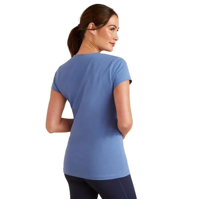 Ariat Vertical Logo T-Shirt Ladies in Dutch Blue-3
