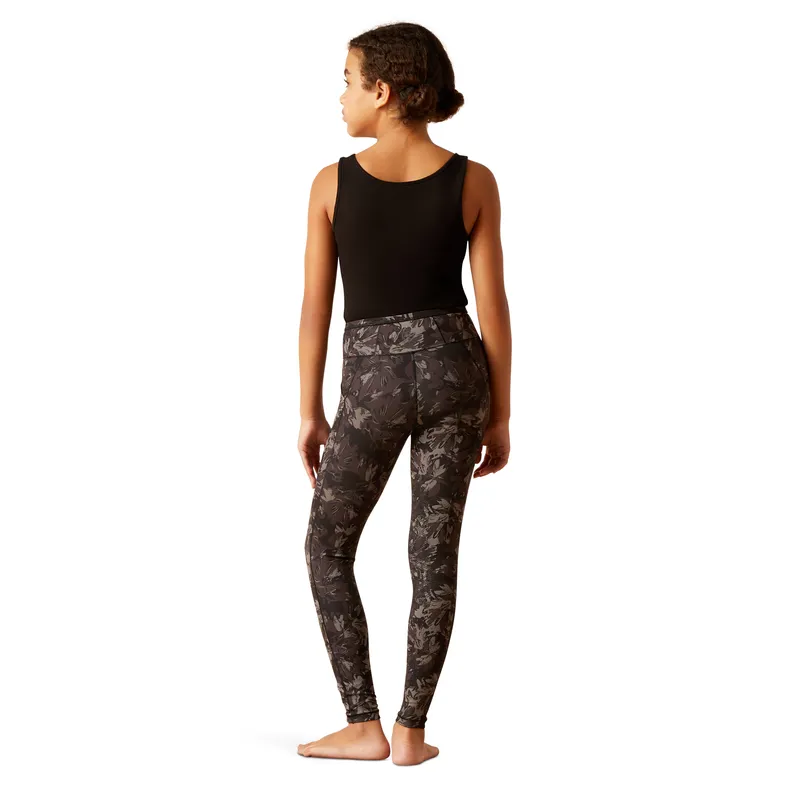 Ariat Youth EOS Etch Tights in Exploded Black Floral-2