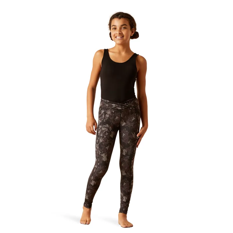 Ariat Youth EOS Etch Tights in Exploded Black Floral-1