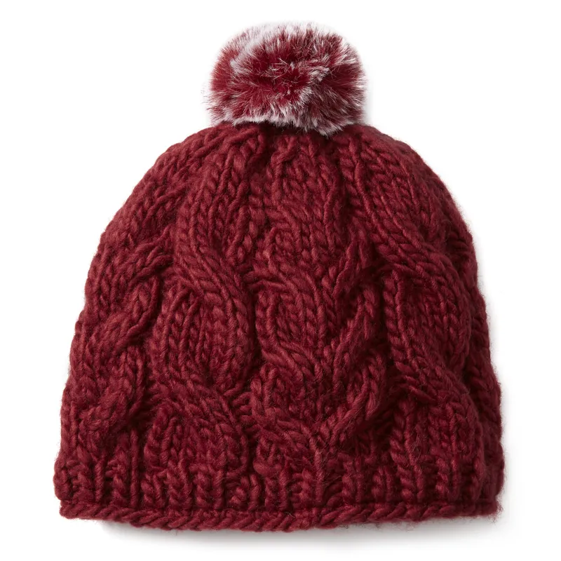 Ariat Snug Cable Beanie Hat Ladies Malbec