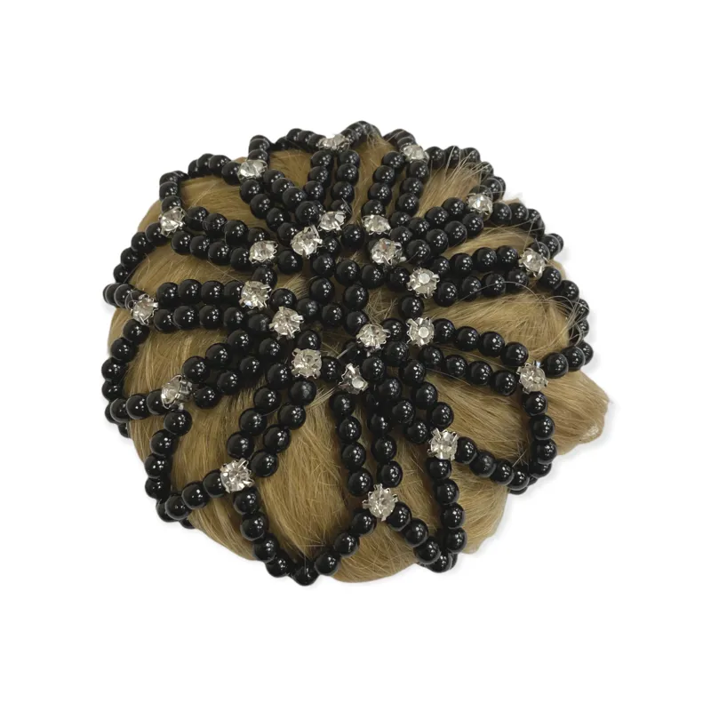 Equetech Diamante Beaded Bun Cover in Black-1