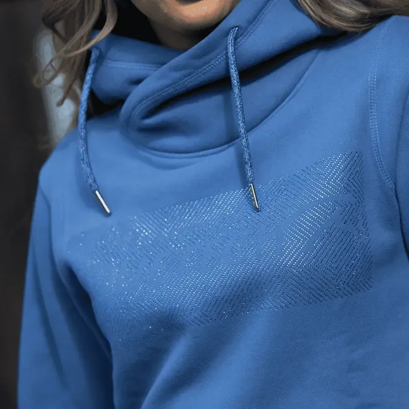 Equetech Crystal Signature Cross-Over Hoodie Ladies in Blue-2