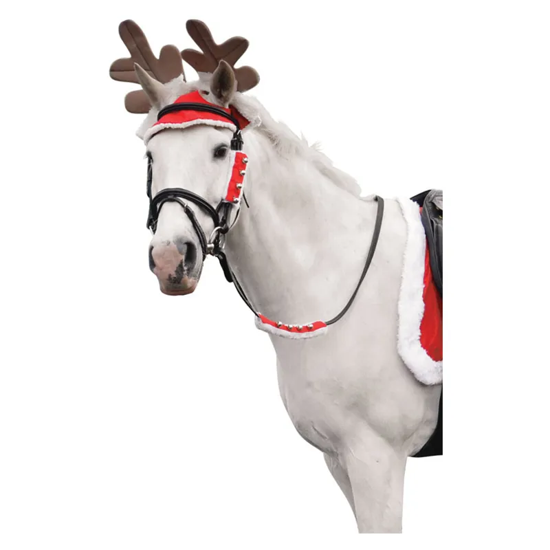 Hy Equestrian Christmas Santa Rein Sleeves in Red and White-1