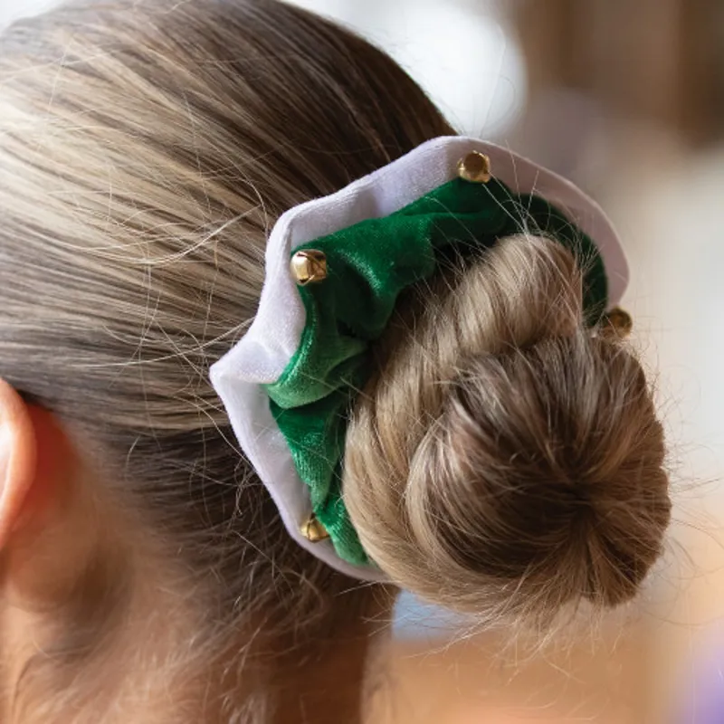 Equetech Christmas Bells Scrunchie in Green-1