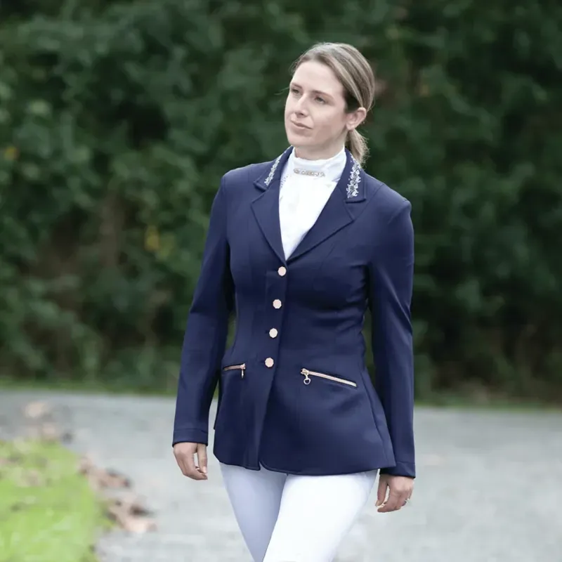 Equetech Crystal Showerproof Competition Jacket in Navy and Rose Gold-1