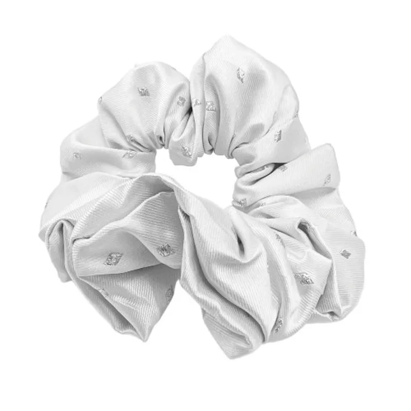 Equetech Diamond Hair Scrunchie in White/Silver - WEB EXCLUSIVE