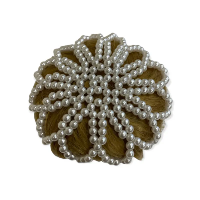 Equetech Diamante Beaded Bun Cover in Pearl