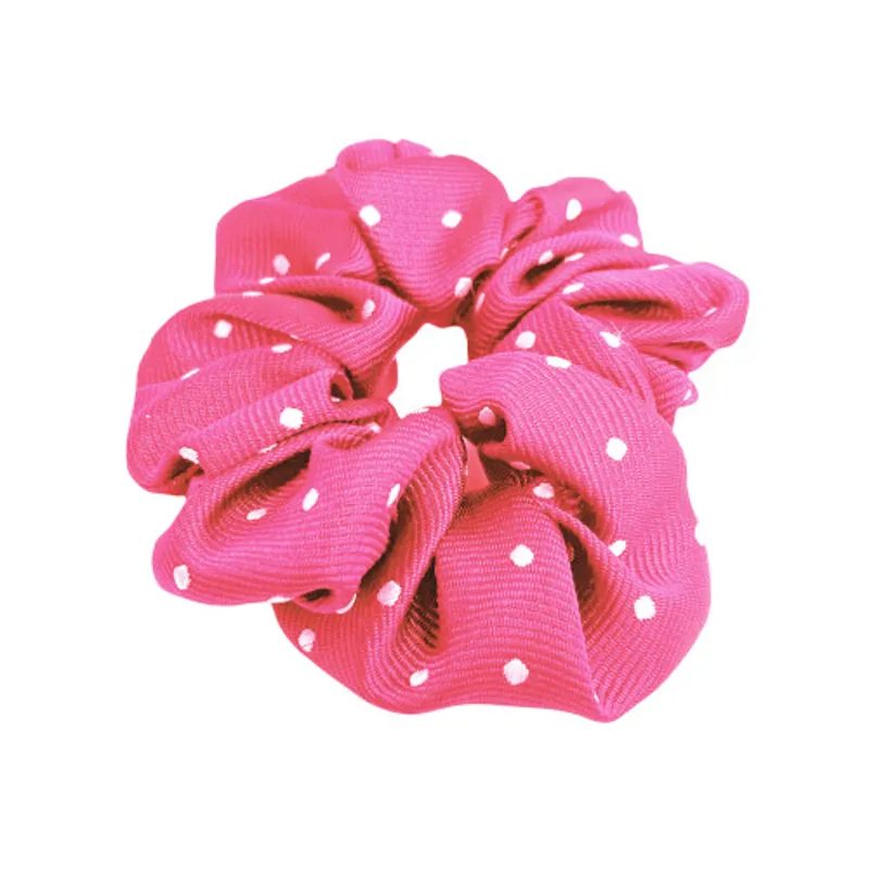 Equetech Hair Scrunchie in Fuchsia and White Polka Dot