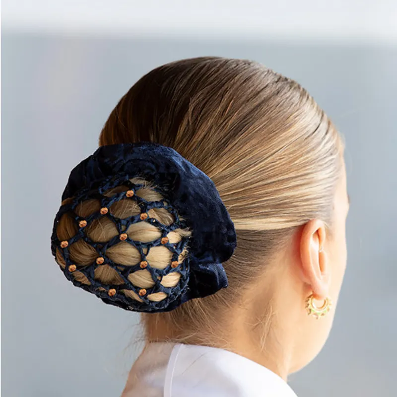 Equetech Rose Gold Bun Net in Navy-1