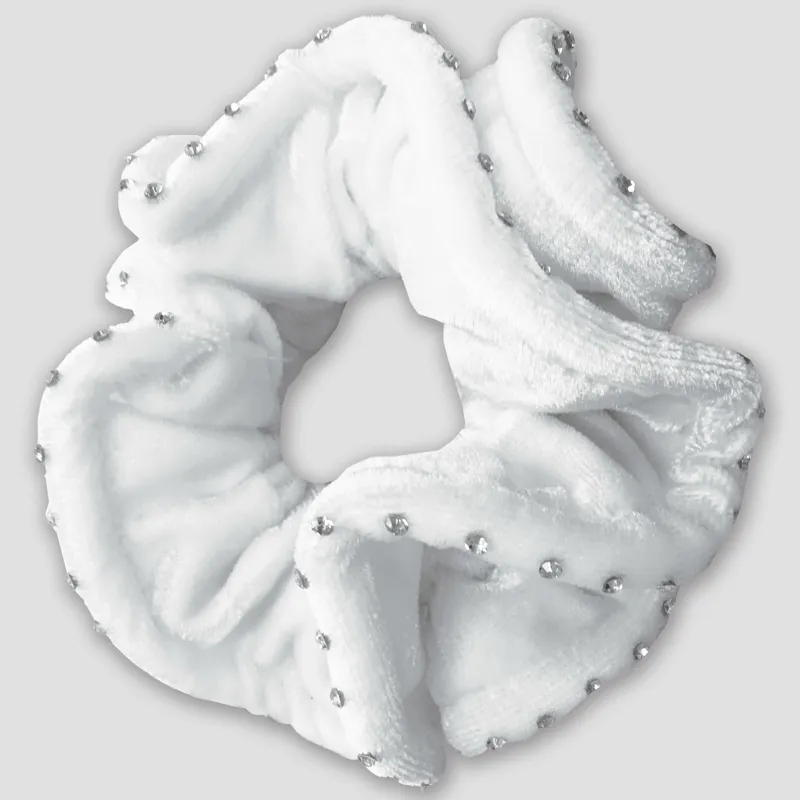Equetech Velvet and Crystal Scrunchie in White