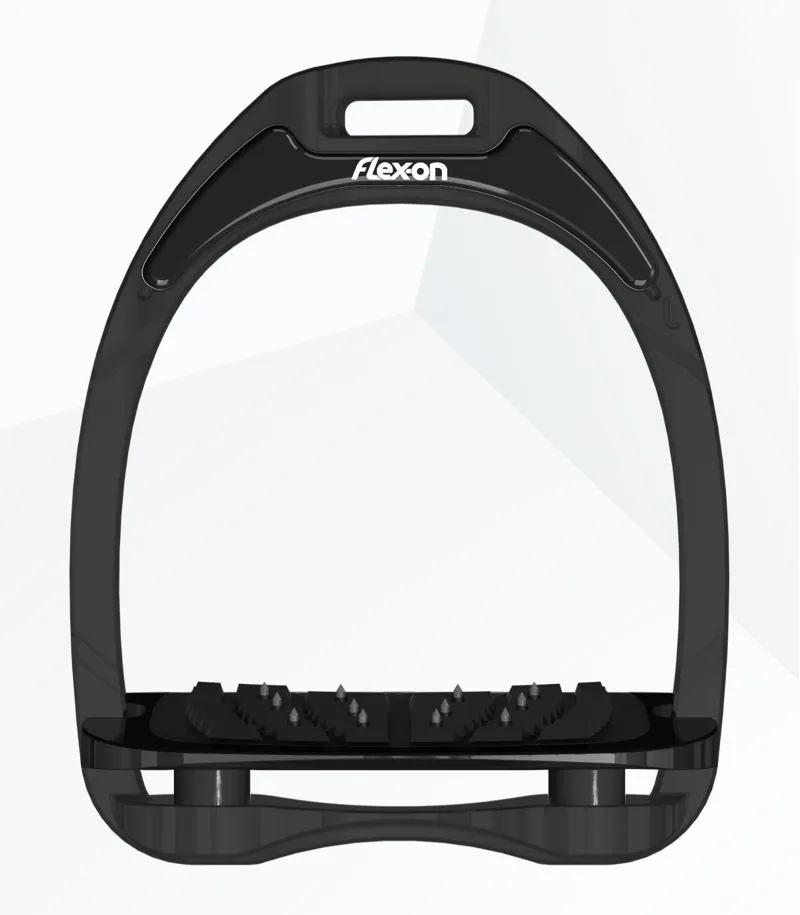 Flex-On Aluminium Stirrups in Black and Black with Ultra Grip