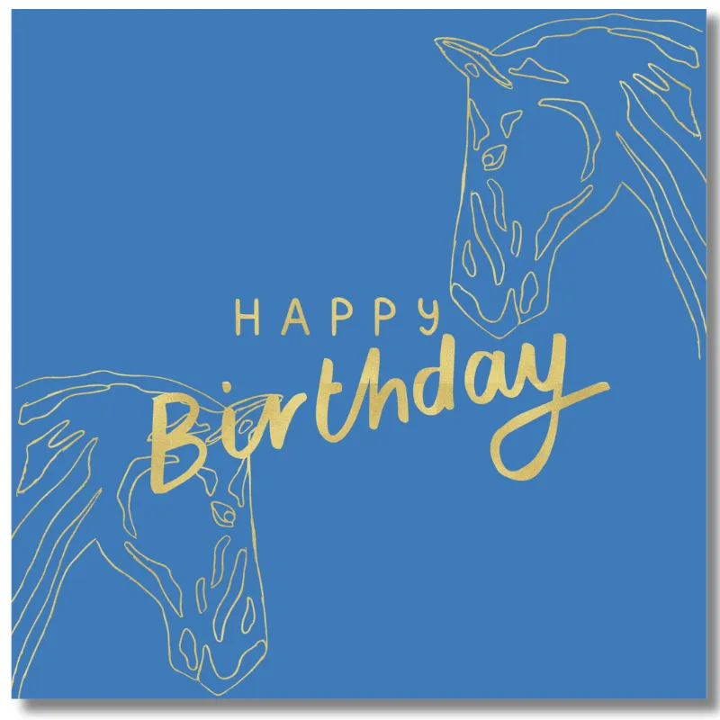 Gubblecote Happy Birthday Card in Gold and Blue