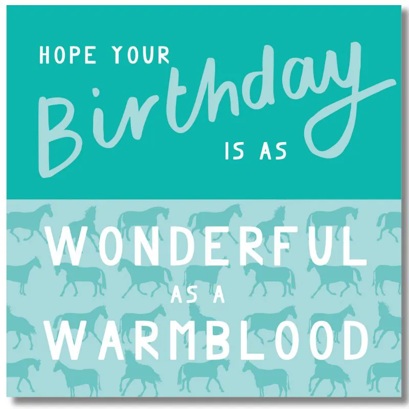 Gubblecote Happy Birthday Card Wonderful as a Warmblood in Green