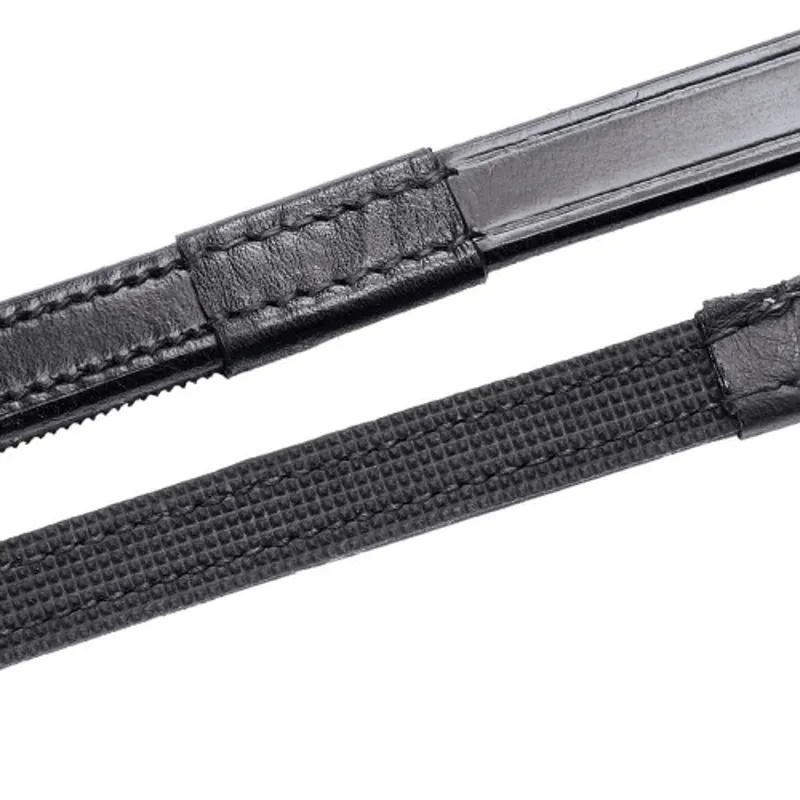 Hy Equestrian Half Rubber Show Reins in Black