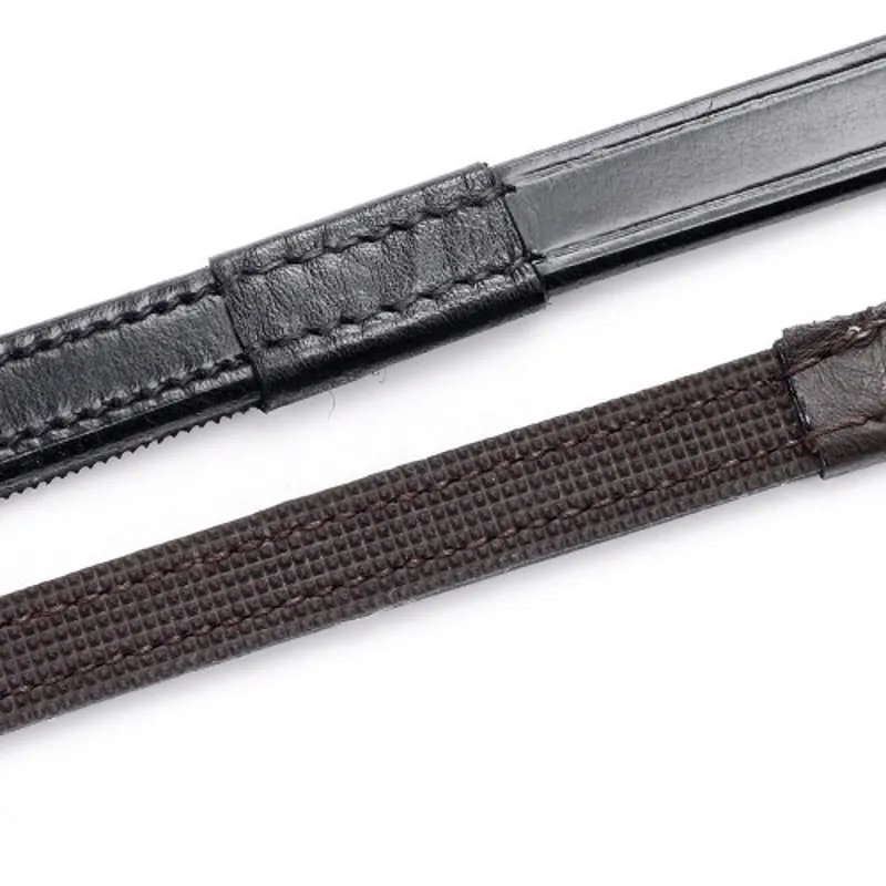 Hy Equestrian Half Rubber Show Reins in Brown