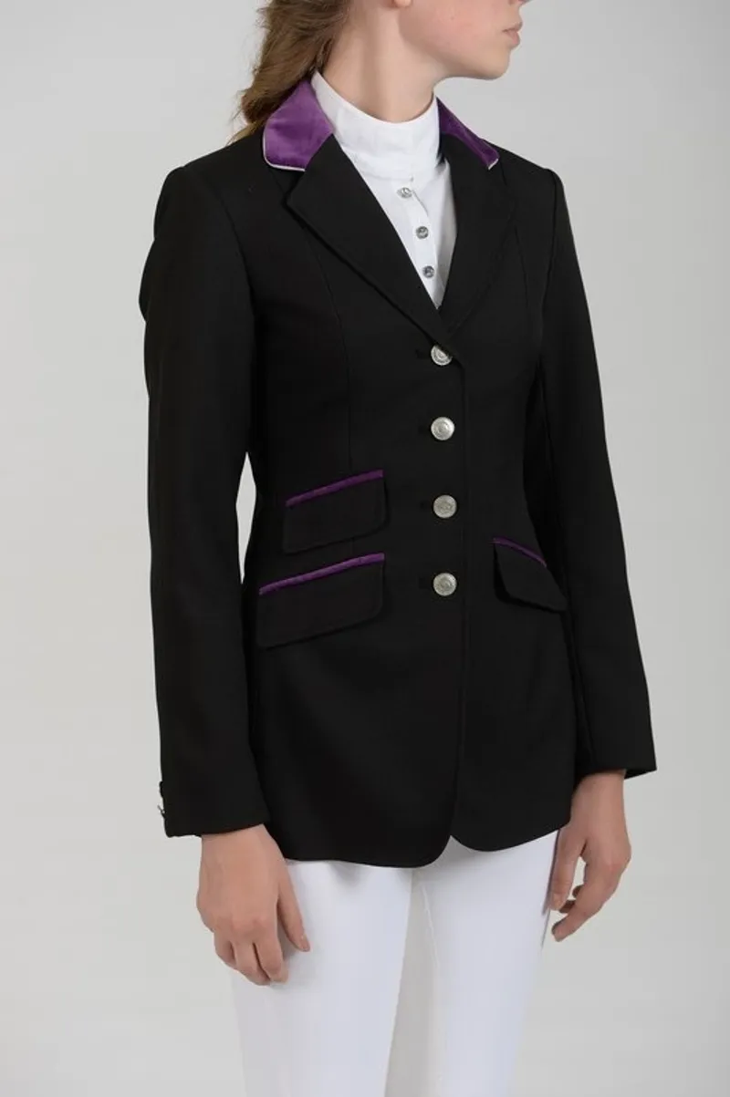 Shires Henley Competition Jacket Ladies Black and Purple