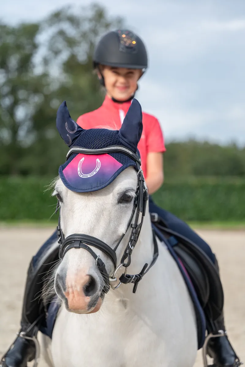 HKM Aymee Pony Ear Bonnet in Deep Blue-1