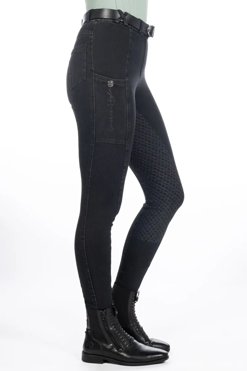 HKM Harbour Island Denim Breeches Ladies in Black-1