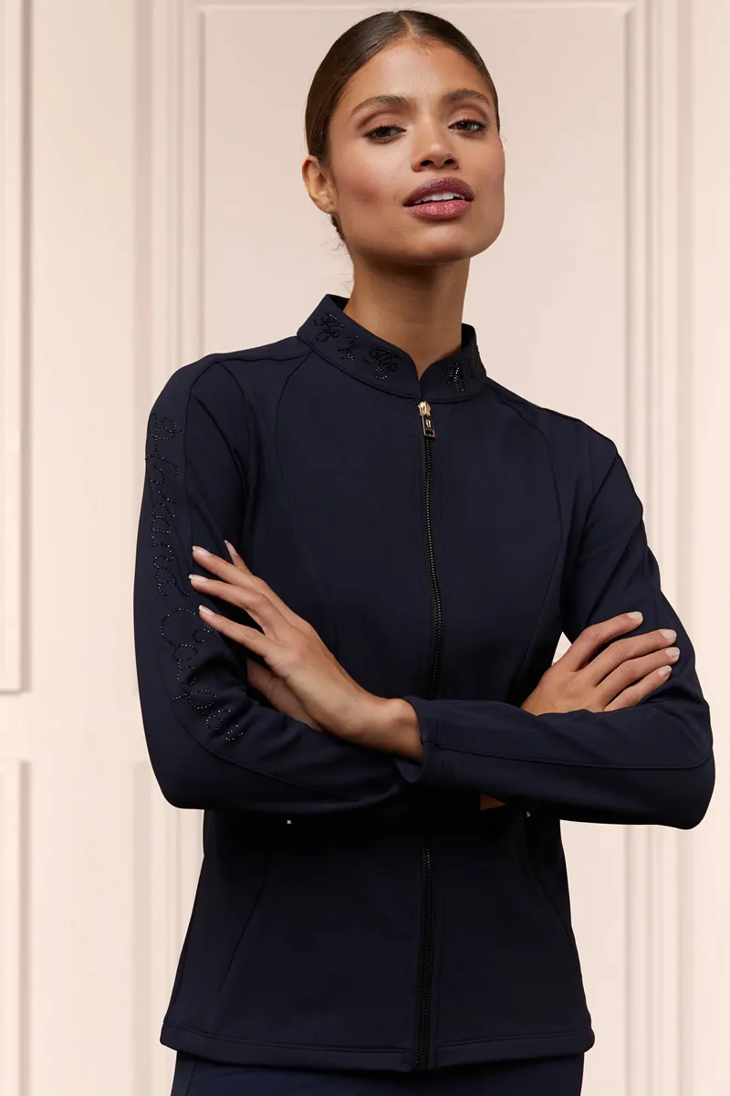 Holland Cooper Crystal Zip Sweatshirt in Ink Navy