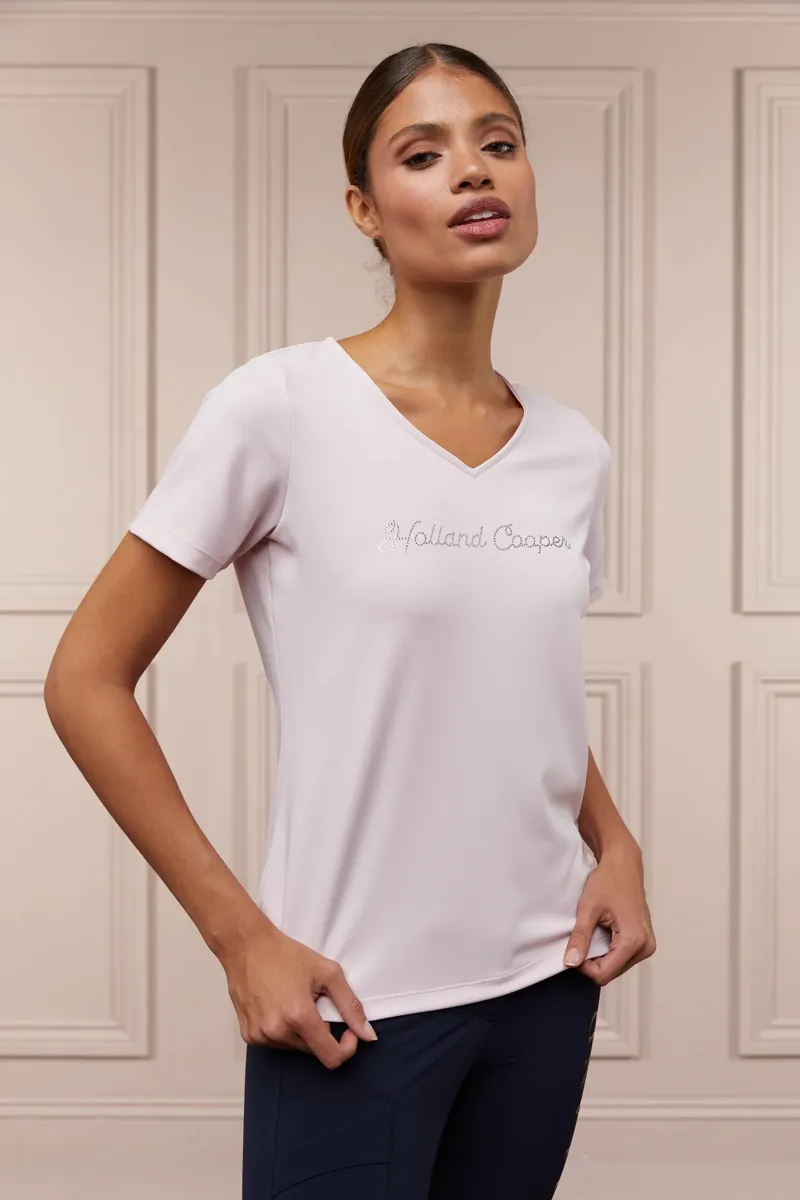 Holland Cooper Training V-Neck Tee Ladies in Blush-1