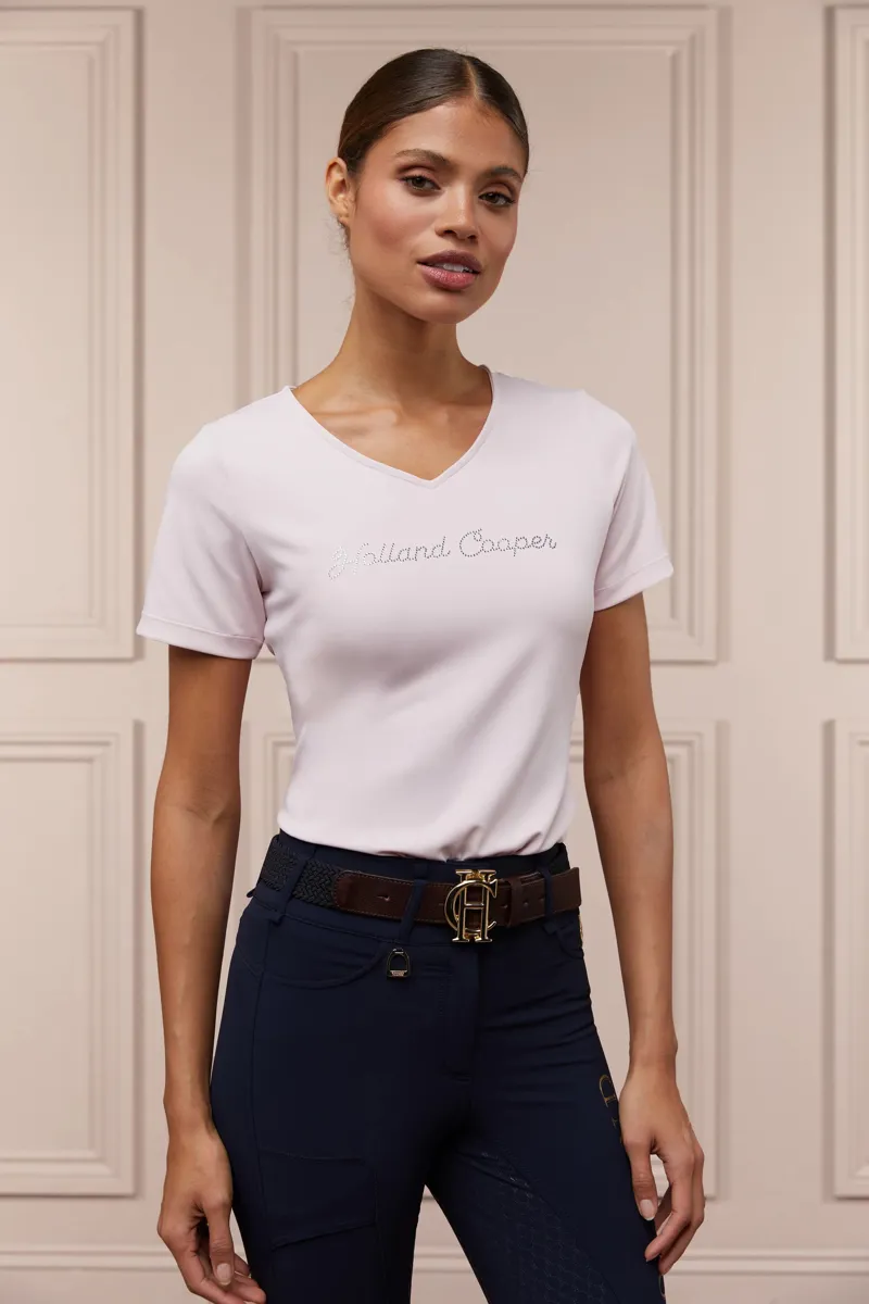 Holland Cooper Training V-Neck Tee Ladies in Blush