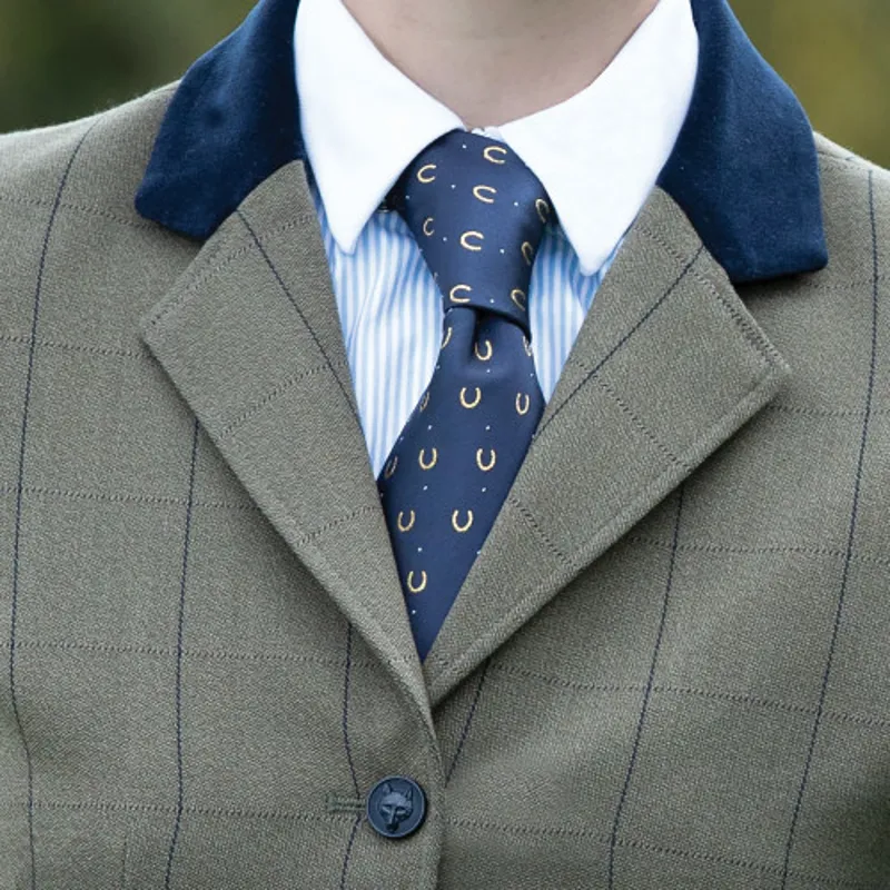 Equetech Adult Horseshoes Show Tie in Navy-1