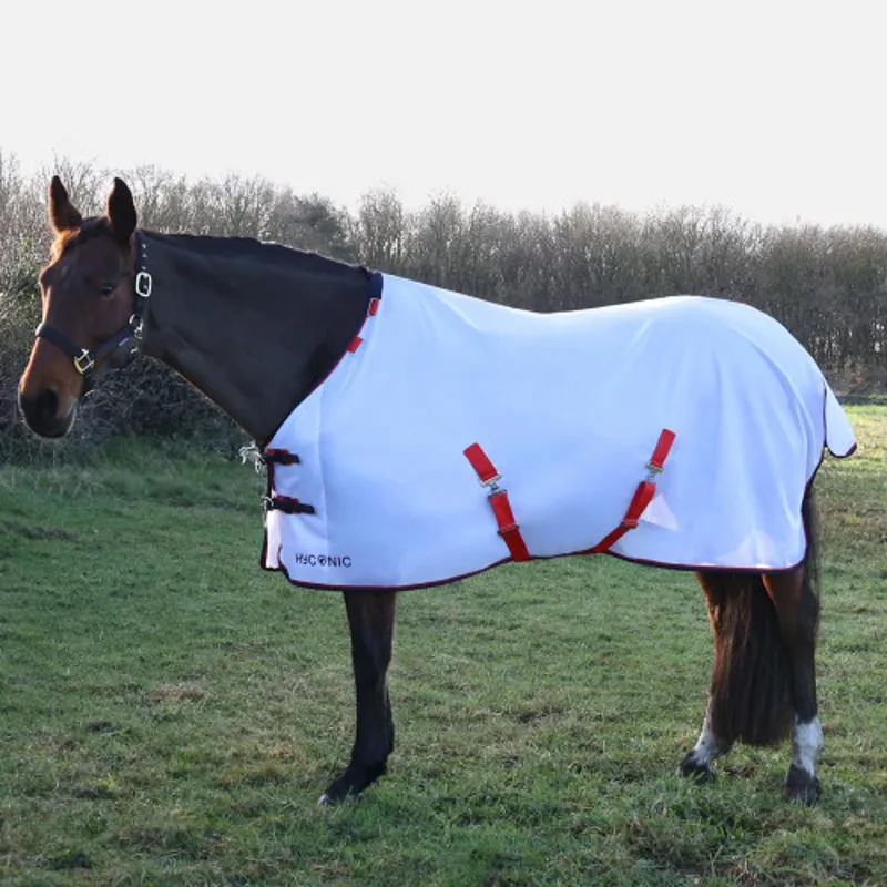 Hy Equestrian HYCONIC Fly Rug with Detachable Neck in White-1