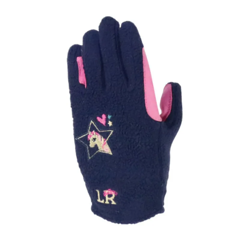 Little Rider Love My Pony Fleece Riding Gloves in Navy - WEB EXCLUSIVE