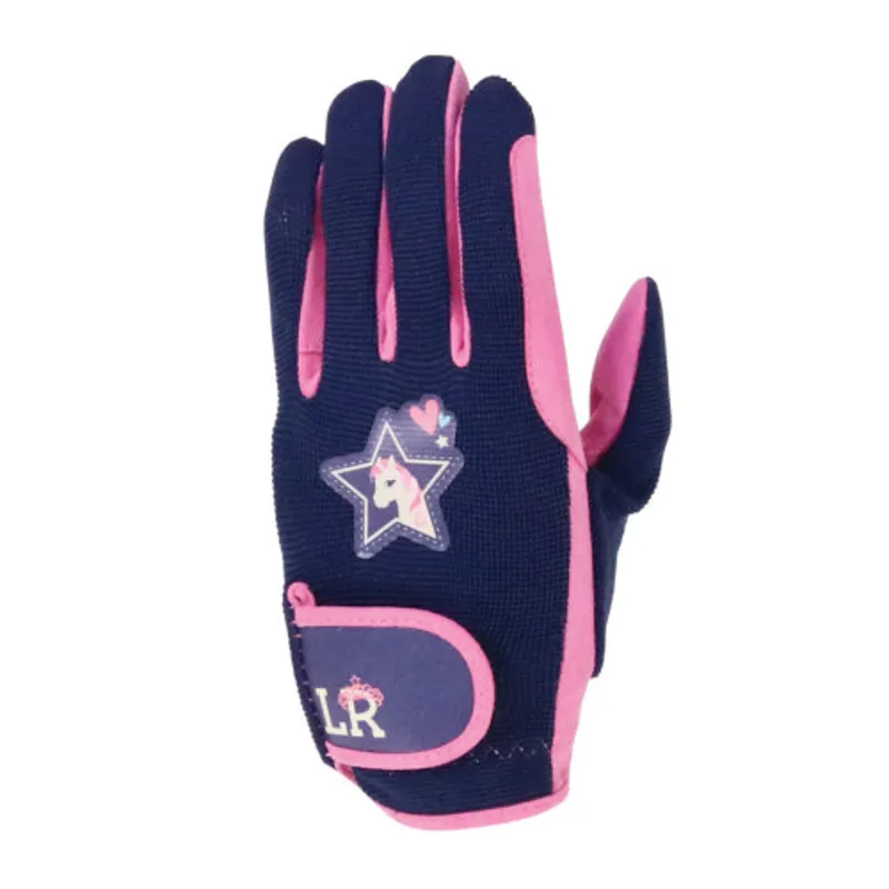 Little Rider I Love My Pony Riding Gloves in Navy/Pink - WEB EXCLUSIVE