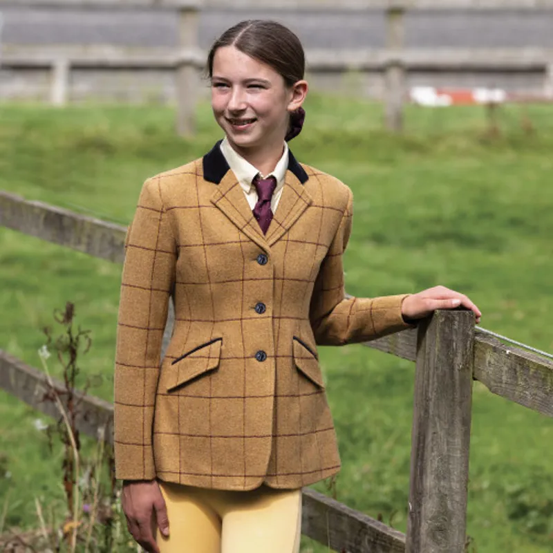 Equetech Junior Wheatley Deluxe Tweed Riding Jacket in Brown-3
