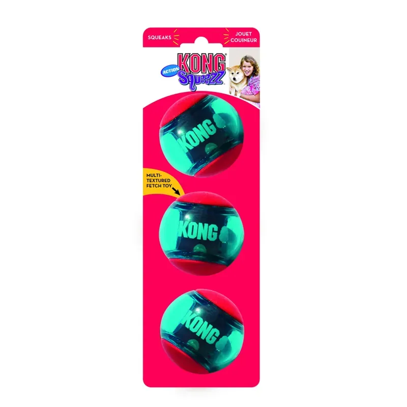 KONG Squeezz Action Ball 3 Pack in Red - WEB EXCLUSIVE-2