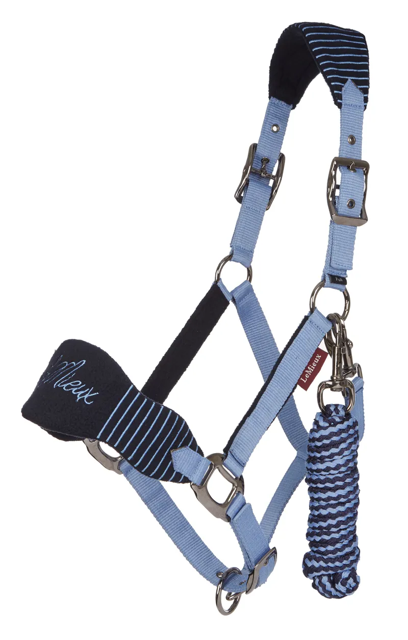 LeMieux Vogue Fleece Headcollar and Leadrope in Corn Blue and Navy