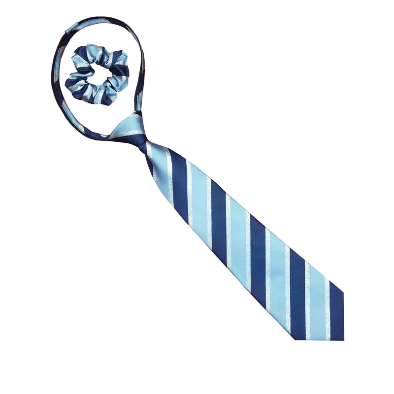 Equetech Junior Stripe Zip Tie in Navy/Light Blue/Silver