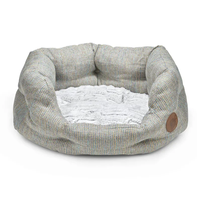 Petface Meadow Weave High Oval Dog Bed in Grey