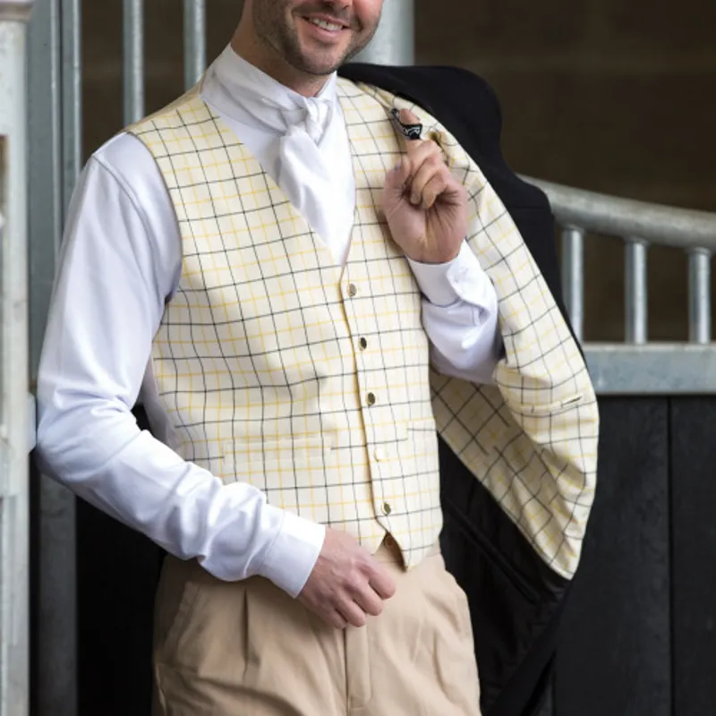 Equetech Tattersall Waistcoat Mens in Yellow/Black-2