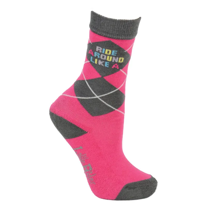 Little Rider Merry Go Round Socks in Grey/Pink-3