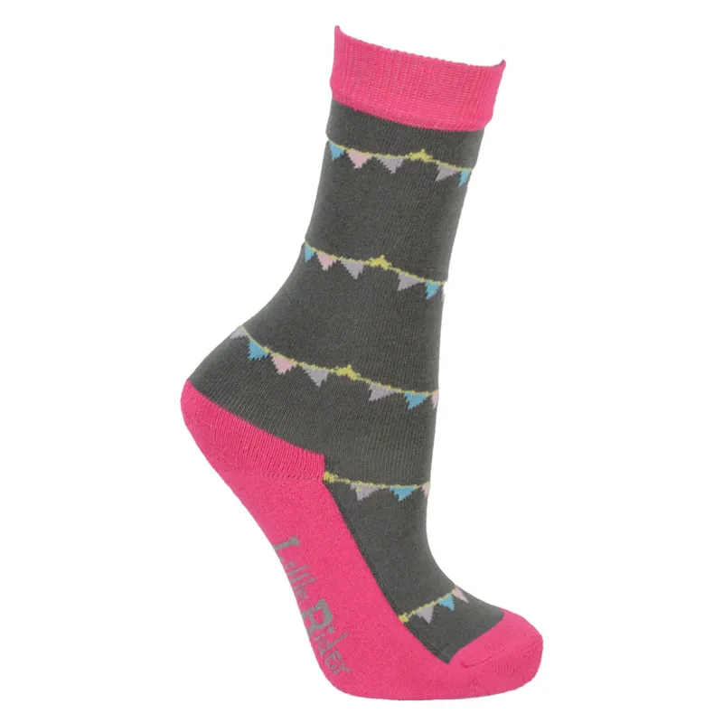 Little Rider Merry Go Round Socks in Grey/Pink-1