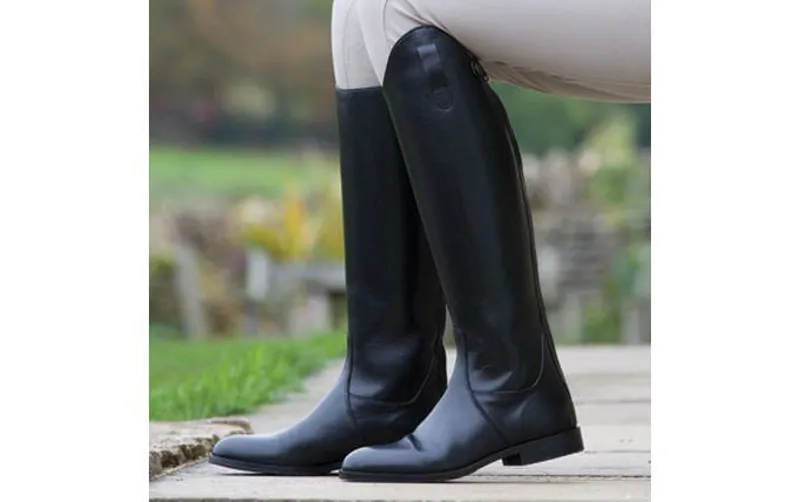 Black Shires Leather Norfolk Riding Boots Size 7 Uk XL Wide 