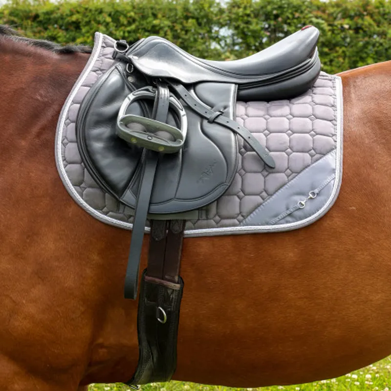 Hy Equestrian On The Bit Saddle Pad in Grey/Silver - WEB EXCLUSIVE-2
