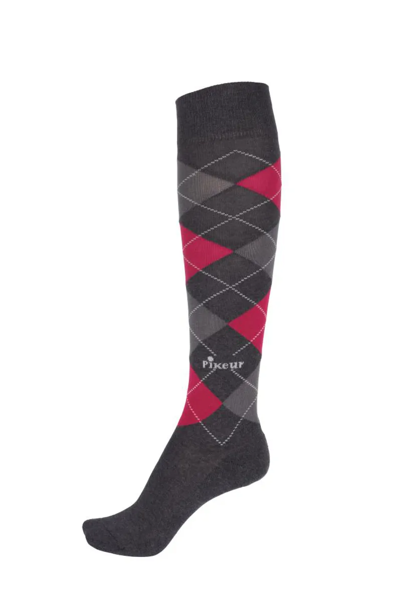 Pikeur Ladies Standard Argyle Sock Pink and Grey