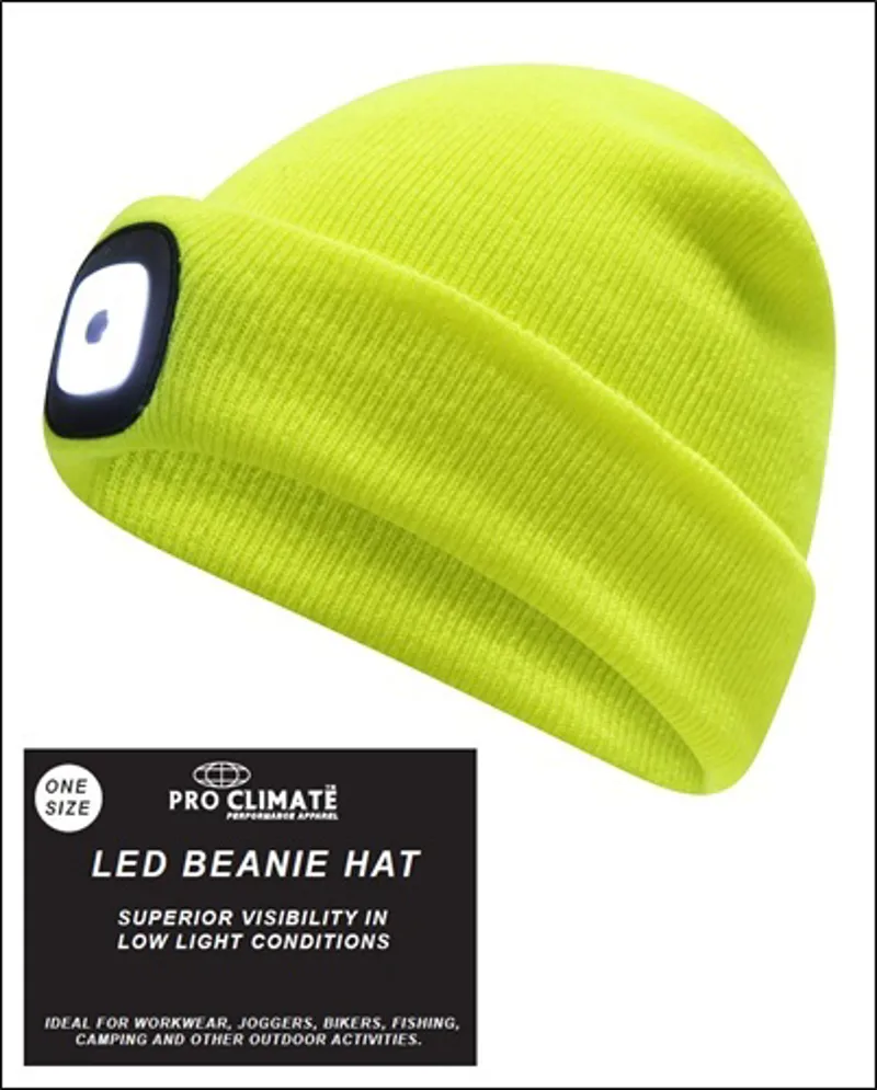 Platinum Pro-Climate LED Beanie Hat in Yellow