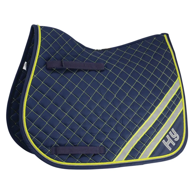 Hy Equestrian Reflector Saddle Pad in Blue/Yellow - WEB EXCLUSIVE